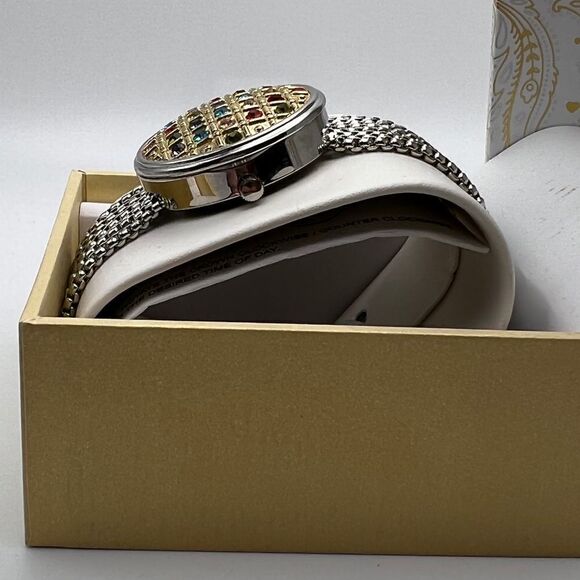 Charter Club Multicolor Rhinestone Cover Silver-Tone Multi-Chain Bracelet Watch - Picture 4 of 7